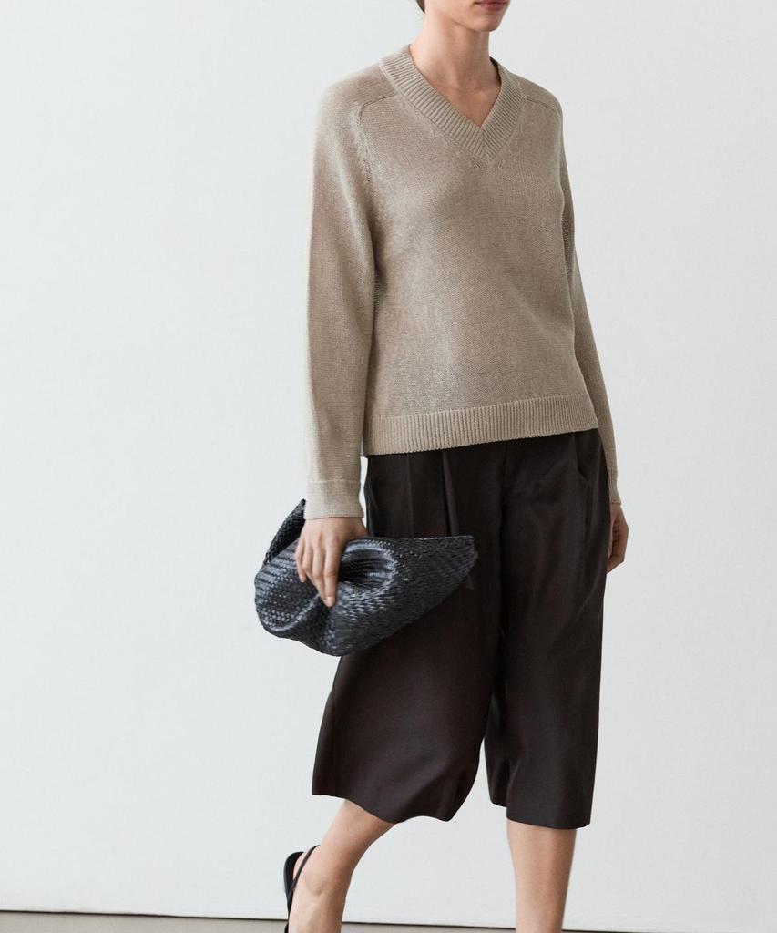 Masimodutti Cotton Blend V-Neck Knit Sweater