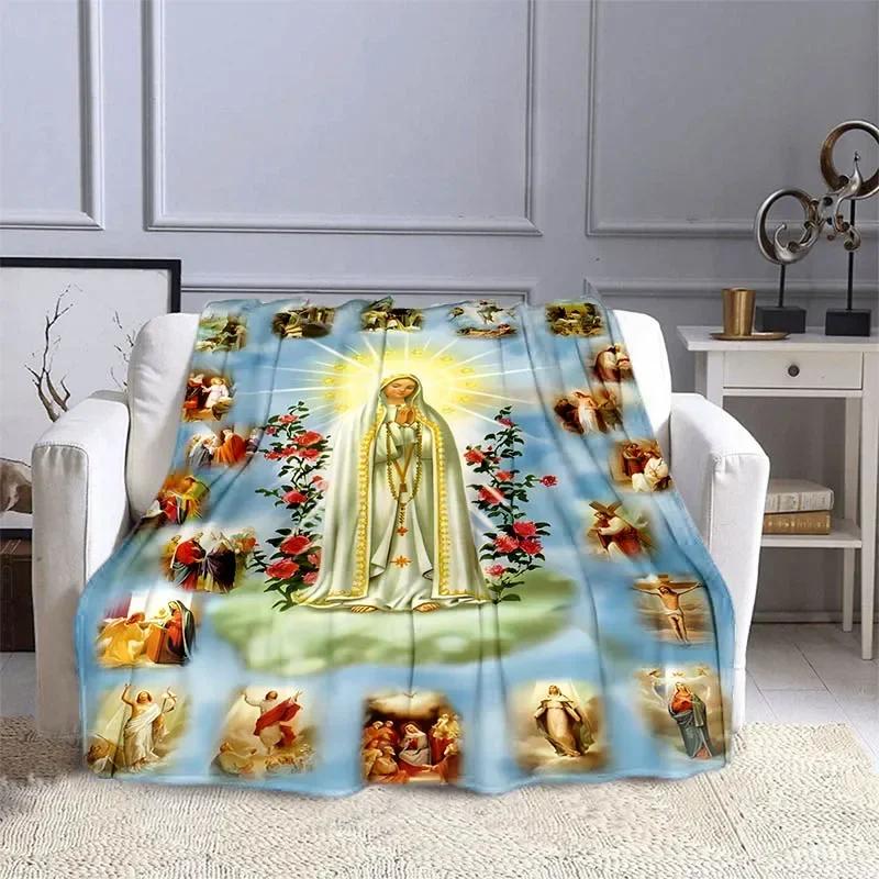 Jesus and The Virgin Mary Print Blanket Faith Religious Blanket Soft Warm Throw Blanket Sofa Bedding Birthday Gifts Blanket