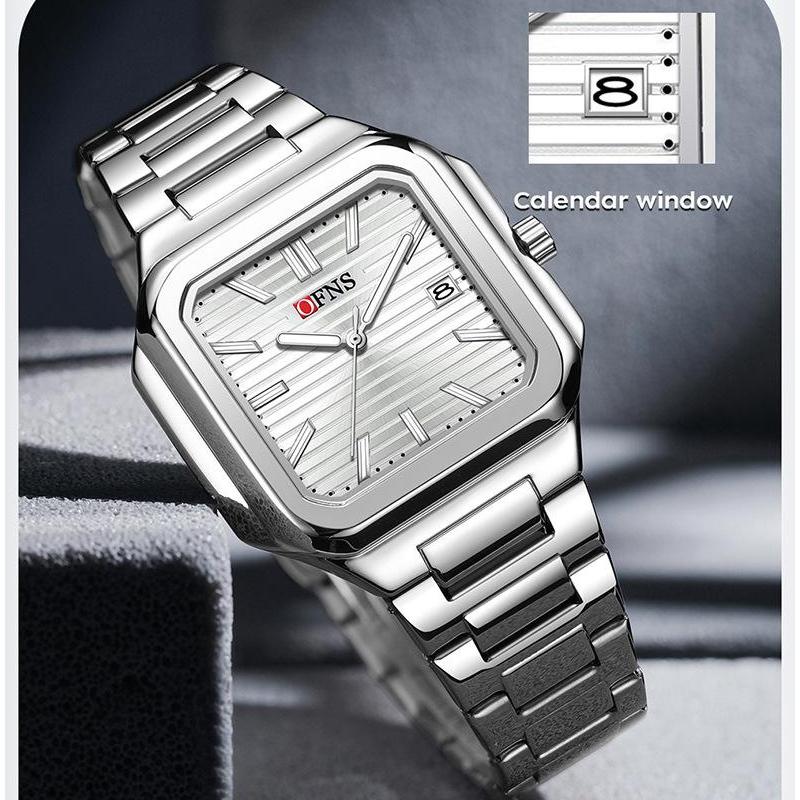 Luxury Square Fashion Man Wristwatch Waterproof Luminous Date Quartz Men's Watches Stainless Steel Men Watch Reloj