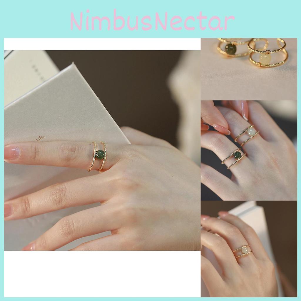 Trendy Ins Style Double Layer Open Ring For Women Elegant Vintage Copper Jewelry
