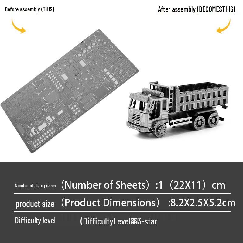 

Цельнометаллический 3D пазл Самосвал - Нержавеющая сталь Сделай сам Бесклеевая модель Пазл Игрушка