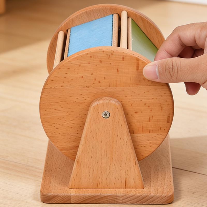 Beech Wood Rainbow Drum: Montessori Color Recognition Toy for Infants & Toddlers (0-3 Years).