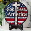 2D Flat, 1pc Vintage "God Bless America" Patriotic Metal Sign with US Flag & Cross Wall Decor, Ideal for Home, Office, for Man Cave, Veterans Day