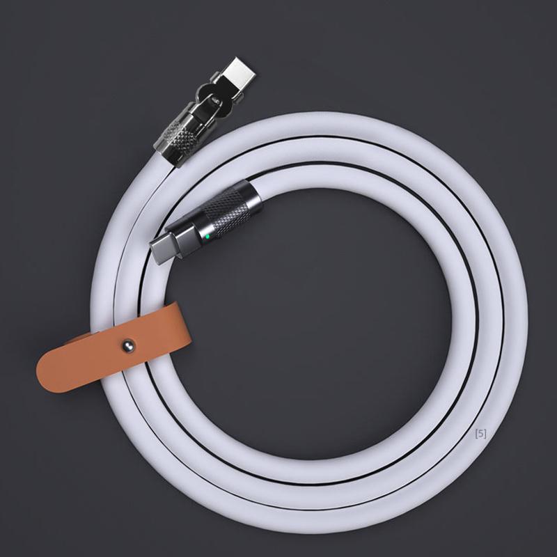 

120w 6a Super Fast Charge Type C Silicone 180 ° rotating elbow TYPE-C-C data cable 1M 2M Usb Cable Usb C to C Charger Cable 2m білий