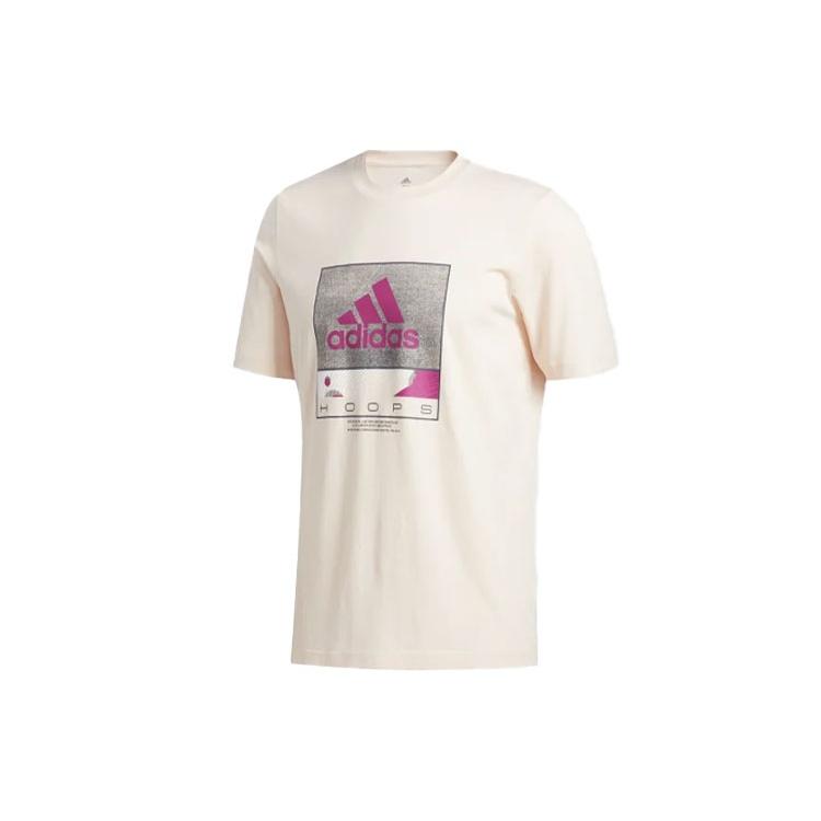 adidas Athleisure Casual Sports Printing Round Neck Short Sleeve Pink Men s GE4521 XXL