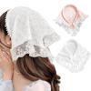 MAYCREATE® Hair Scarf for Women Stylish 2 Pcs Sweet Lace Hair Band for Girls Kids Bandana Scarf Lovely White Lace Headband Pink Plaid Bow Accessories