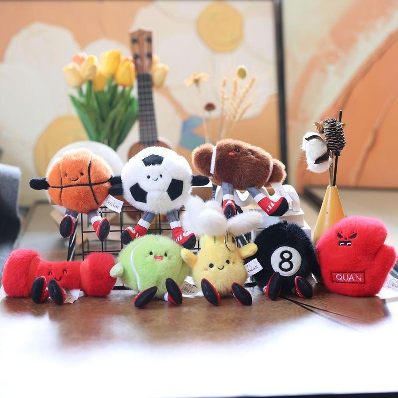Football Sports Basketball Equipment Pp Cotton Plush Keychain Bag Decor Kids For