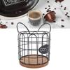 Coffee Pod Holder Iron Wire Weighte Wooden Base Coffee Capsule Storage Basket for Kitchen