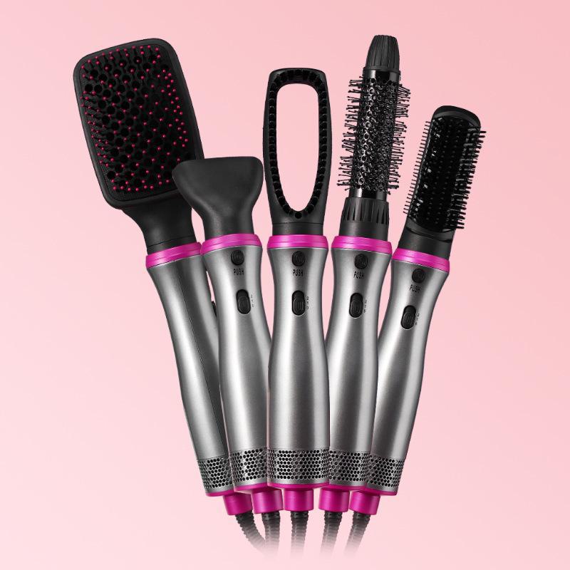 Cross-Border 5-in-1 Multifunctional Hot Air Comb Set: Curling & Straightening Ceramic Hair Styler