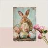 Vintage Easter Bunny Floral Eggs Metal Tin Sign Rustic Wall Art Home Decor