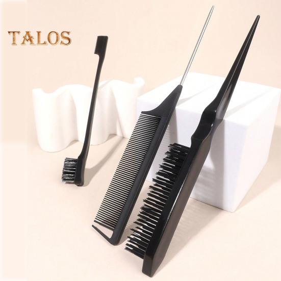 3Pcs/Set Hair Styling Comb Kit with Double-side Edge Control Teasing Bristle Brush Rat Tail Women Comb Back Brushing Combing Braiding Slicking