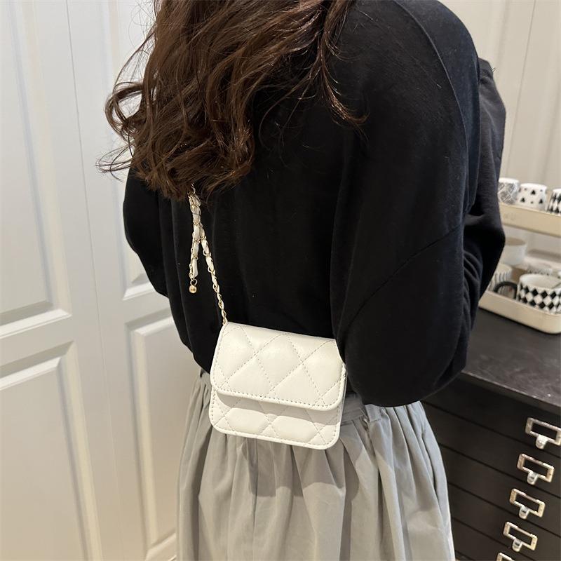 Rhombus Retro Chain Early Autumn New Fashion Trend Solid Color Fashion Shoulder Crossbody Small Square Bag