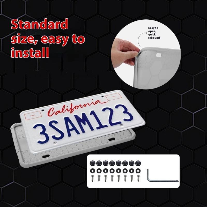 1Pair Silicone Black License Plate Frame Covers Front Or Back Car Plate Bracket Holders, Rust-Proof, Rattle-Proof Accessories