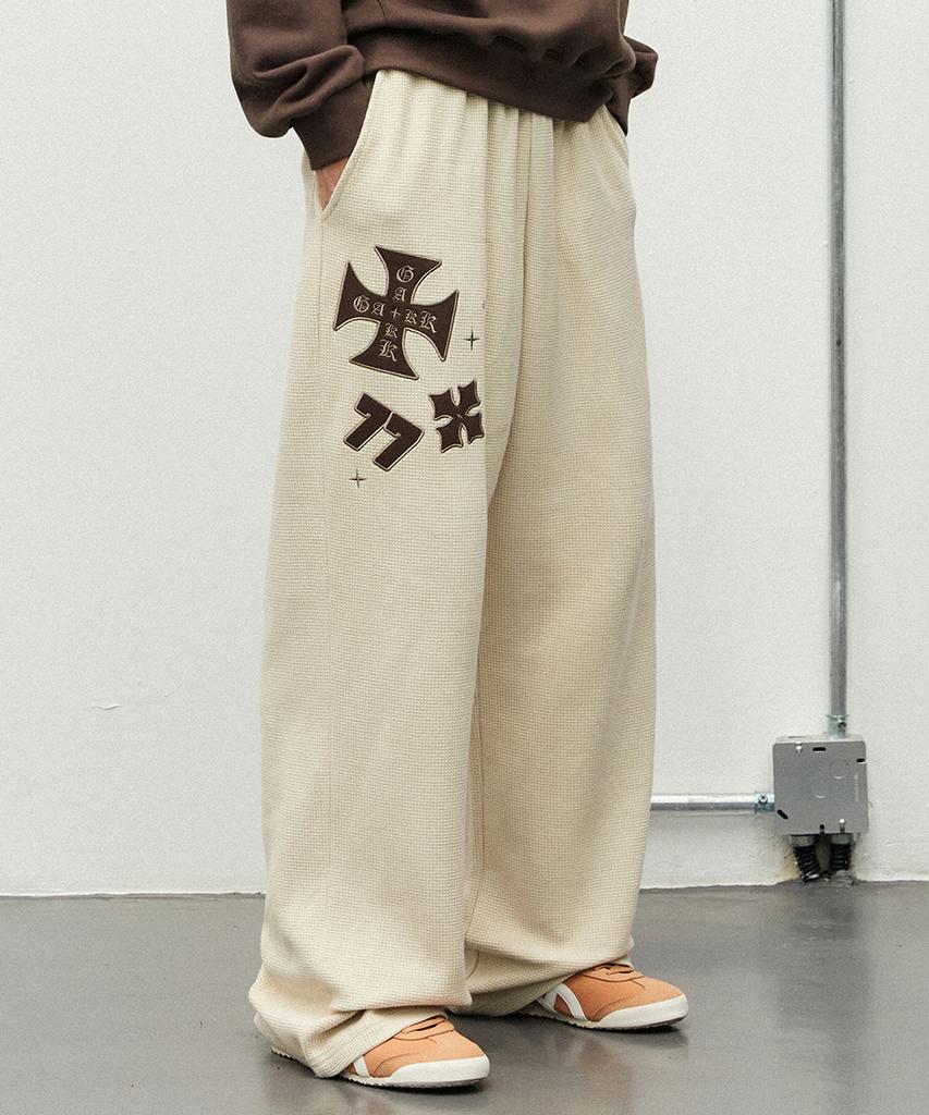 GAKKAI UNIONS Kasia Waffle Wide Pants Beige