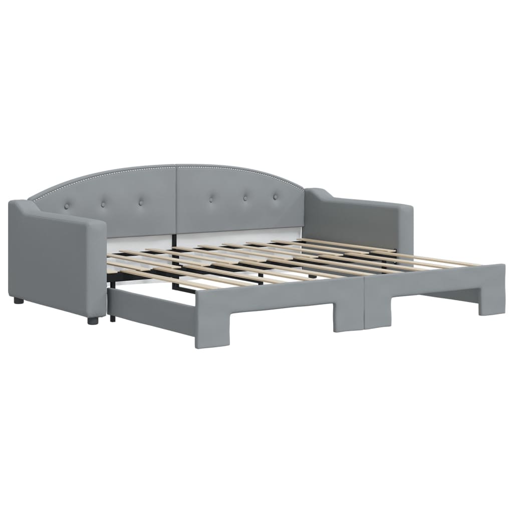 Pull Out Daybed Light Grey 90x190 cm Fabric