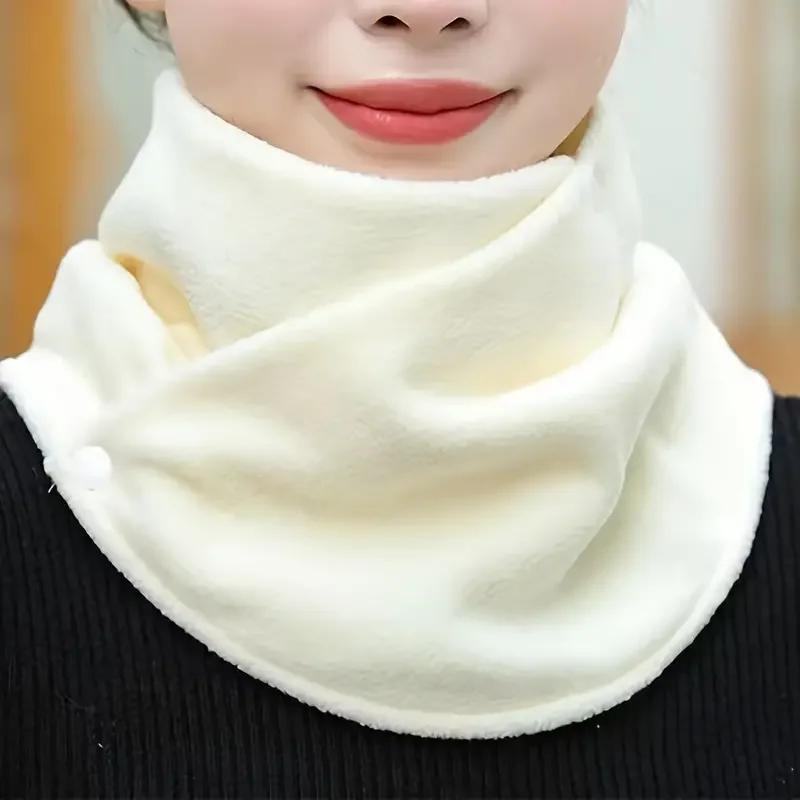 Autumn Winter Velvet Snap Neck Scarf Thick Warm Windproof Riding Neck Cover Solid Color Classic Design Perfect Gift for Women