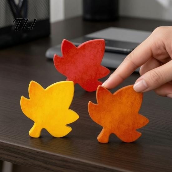 Felt Maple Leaves for Crafts 3Pcs Fall Table Decorations, Wooden Autumn Harvest Desktop Decor Shelves Ornament Dining Shelf Tiered Trays & Fireplace
