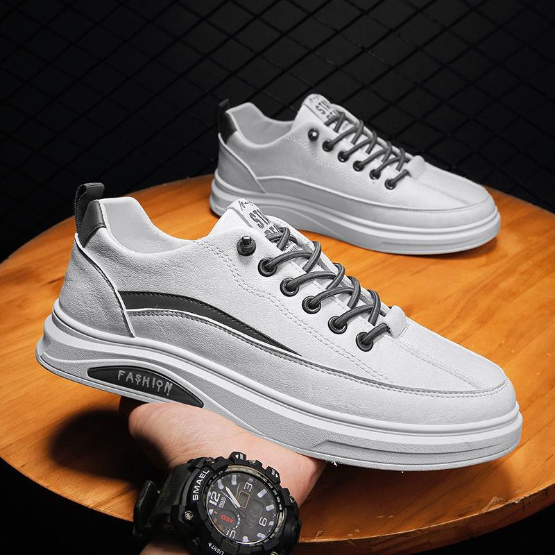 Men's Shoes New Spring and Summer White Tide Shoes Men's Sports and Leisure Board Shoes Men's Trend Versatile Non-slip Shoes Leather Shoes