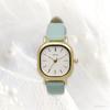 [Fieldwork] Women's Watch Analog Leather Strap Simple Rectangle Green Sook GY080-4