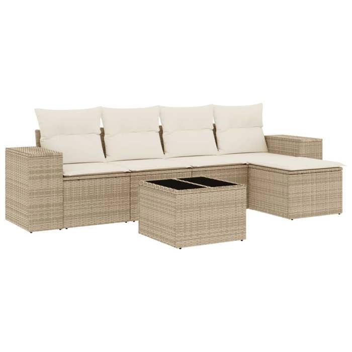 VidaXL Garden Lounge Set with Cushions 6 Pcs, Patio Sofas, Patio Furniture Set, Outdoor Furniture, Beige 3254835