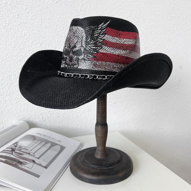 Unique Knight Hat for Women, Summer Festival Party Sun Hat, Western Cowboy Sun Protection Straw Hat, Trendy Punk Hat for Men
