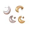 Smooth Geometric Hollow Crescent Stud Earrings Women European American Minimalist High-end Fashion Ear Jewelry Gift