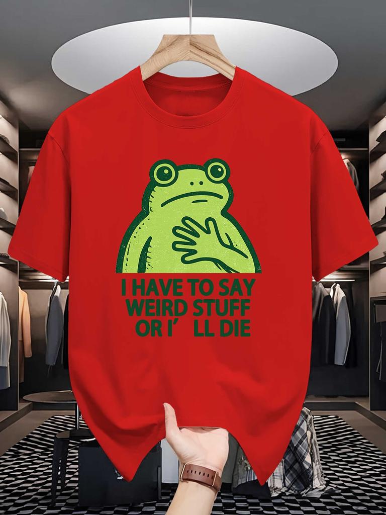 Unisex Crew Neck Tee Funny Frog Quote Graphic Print Soft Cotton Loose Breathable Short Sleeve Summer Casual Street Wear Tee Tops