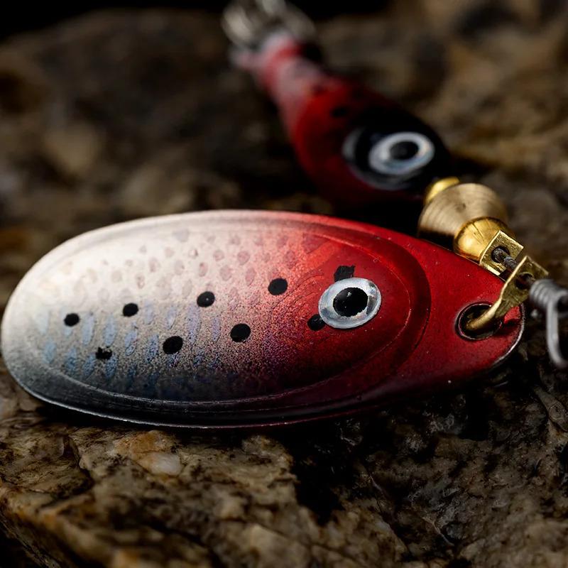 9g Rotating Fishing Bait Spoon Lure with Triple Hook Metal Artificial Fish Wobbler Feeder for Carp