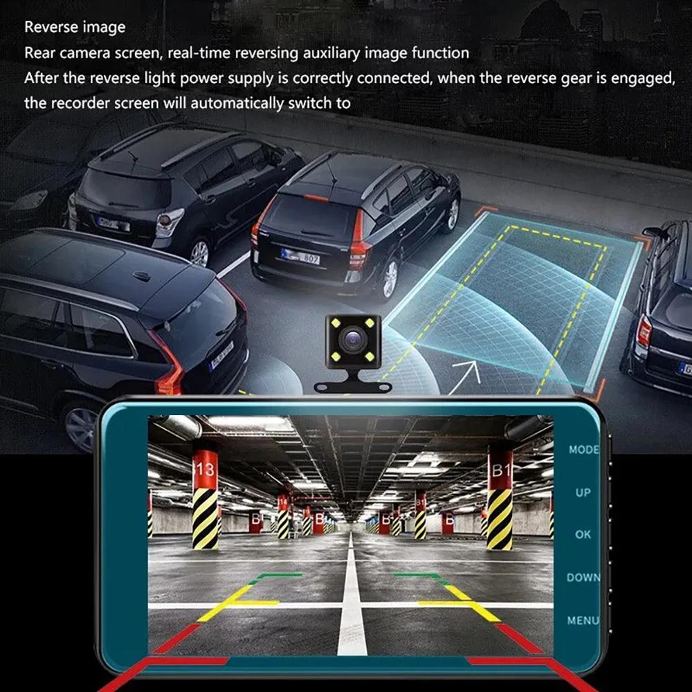 4-inch Touch Screen Dash Cam for Cars 1080P Car DVR Video Recorder Rear View Camera for Vehicle 24H Parking Monitor Black Box