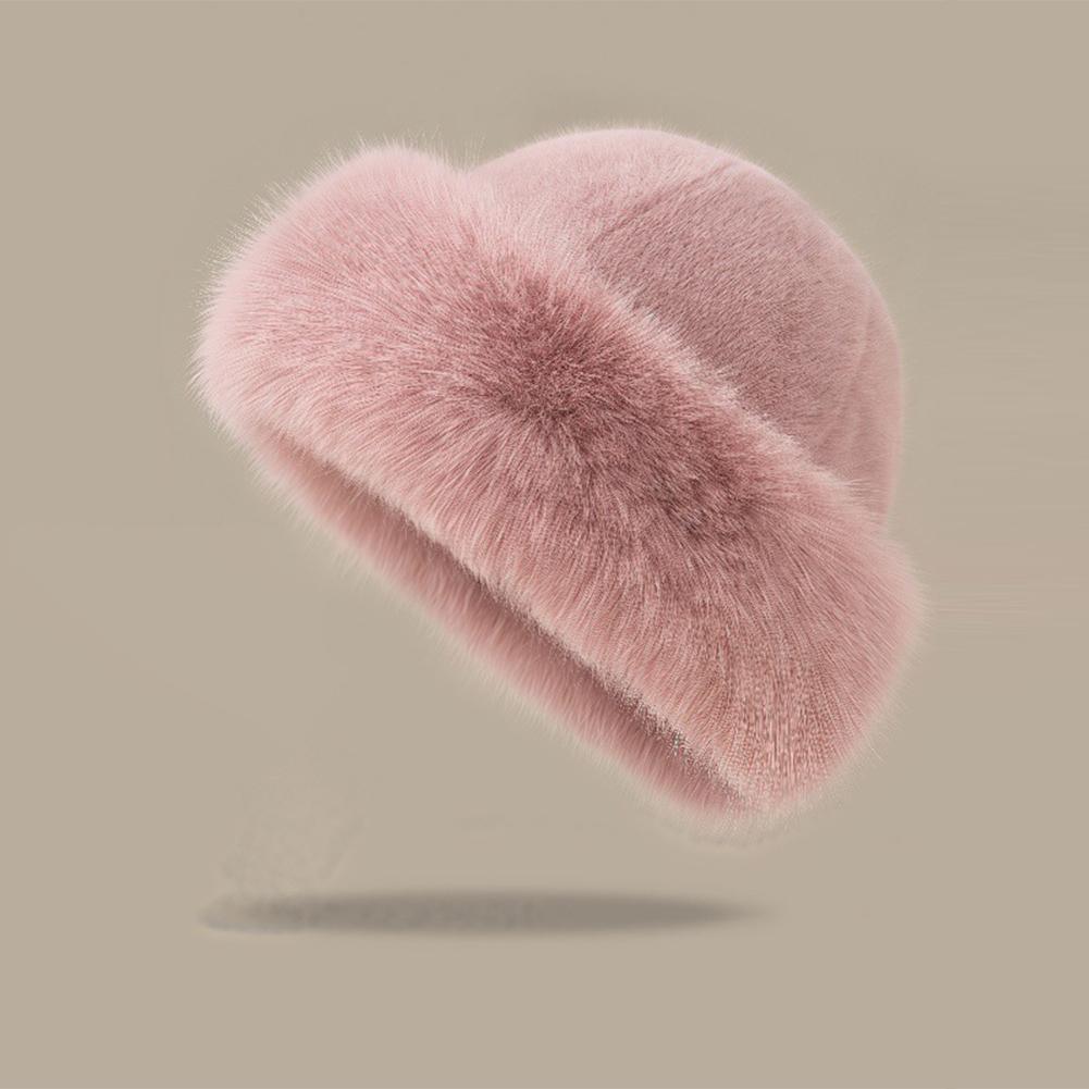 1Pc Winter Skiing Hat Women's Warm Hat with Thick Velvet Imitation Fur Fashion Fisherman's Hat Outdoor Windproof Ear Protection
