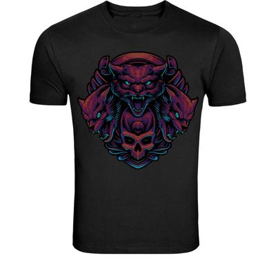 Three Head Wolf Skull T-Shirt - Dark Fantasy Beast Graphic Tee