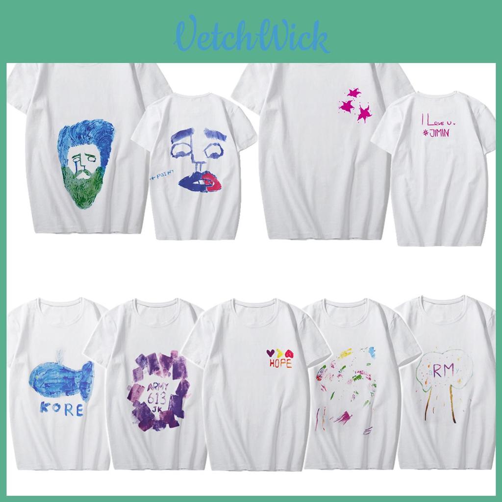 Bts Kpop Graffiti Bavlněné Tričko Suga Jimin V Grafické Tričko Unisex Pár Tričko S