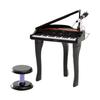 Keyboard for Kids with 37 Keys, Stool Piano with Microphone, LED Teaching Mode, Recording, Piano Musical Instrument for Children 3-6 Years Black