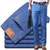 2026 Spring Summer Brand Men's Fit Straight Lightweight Cotton Stretch Denim Business Casual High Waist Thin Light Grey Jeans