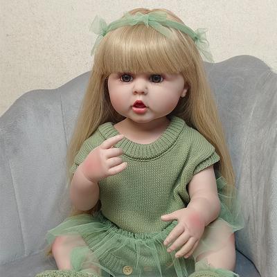 21inch Full Soft Silicone Body Reborn Baby Girl Doll Long Hair Waterable Toy Lovely Babies Painted Doll Toys Gift For Children