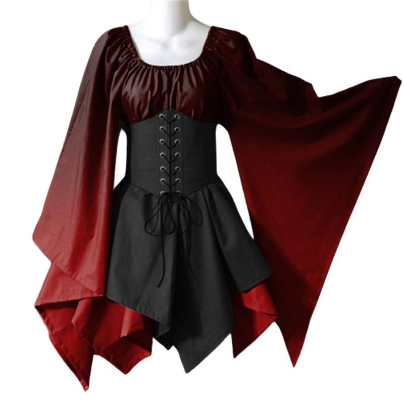 

Хэллоуин Платье Вечеринка Винтажный Готический Косплей Костюм Платье с Градиентом Подарок для Девочек M красный