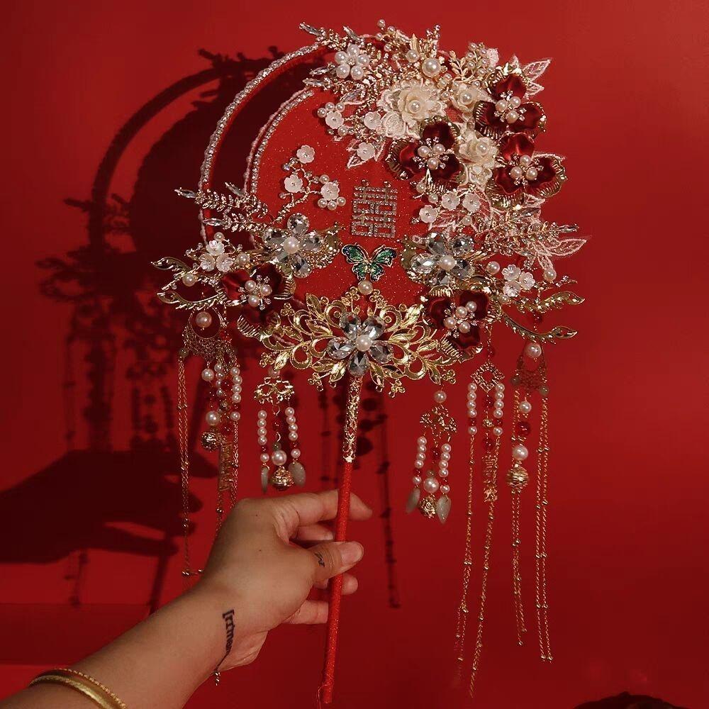 Luxury Double-Sided Phoenix Round Fan for Bridal, Xiuhe Dress, and Ancient Style; Perfect Gift for Bestie.