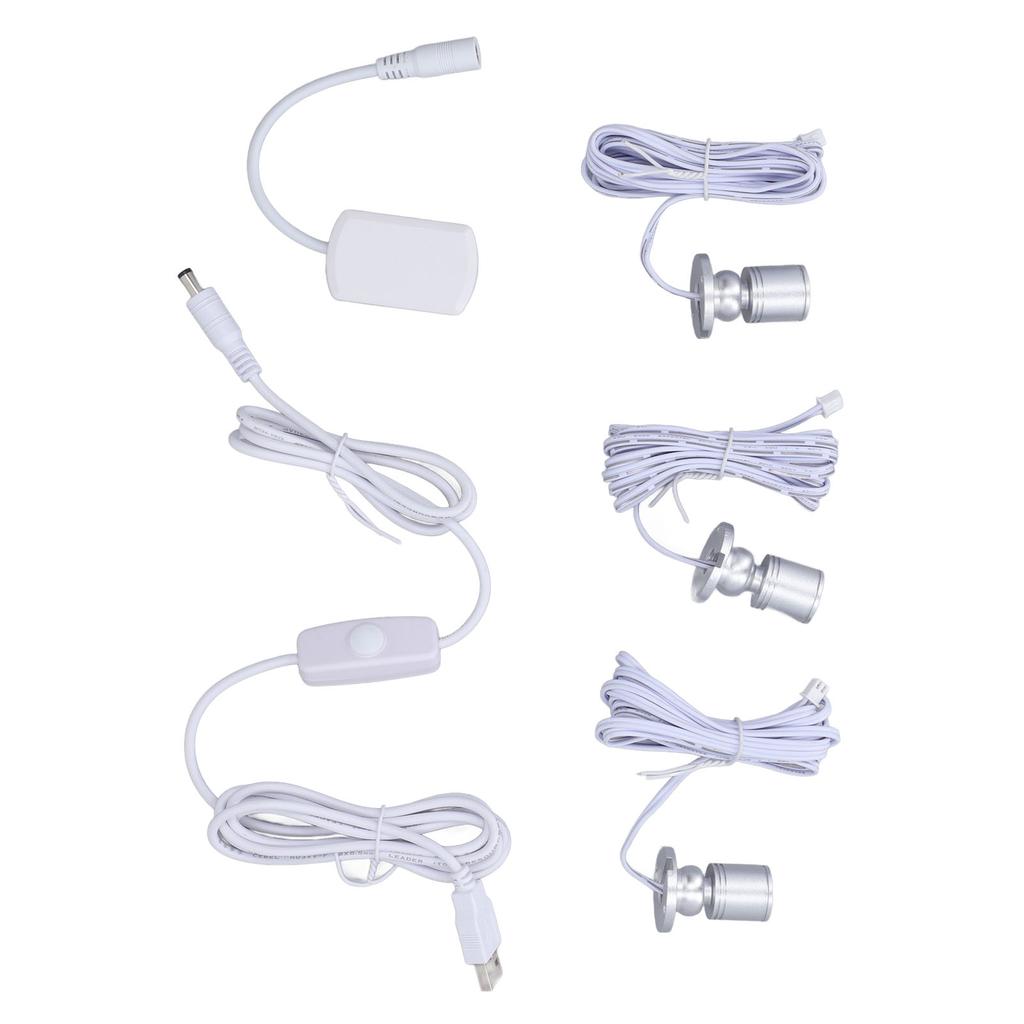 Mini Showcase Display Light Adjustable Angle 5V USB Aluminium Shell Mini LED Spot Lights Long Cord Dimmable for Collection