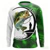 Fishing T Shirt for Men Summer Outdoor Fishing Apparel Sun Protective Long Sleeve 3D Printed Casual Tee UV Resistant Quick Dry
