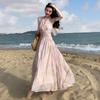 Ärmelloses Damenkleid mit floralem Jacquardmuster - Frühlingsurlaubsstil