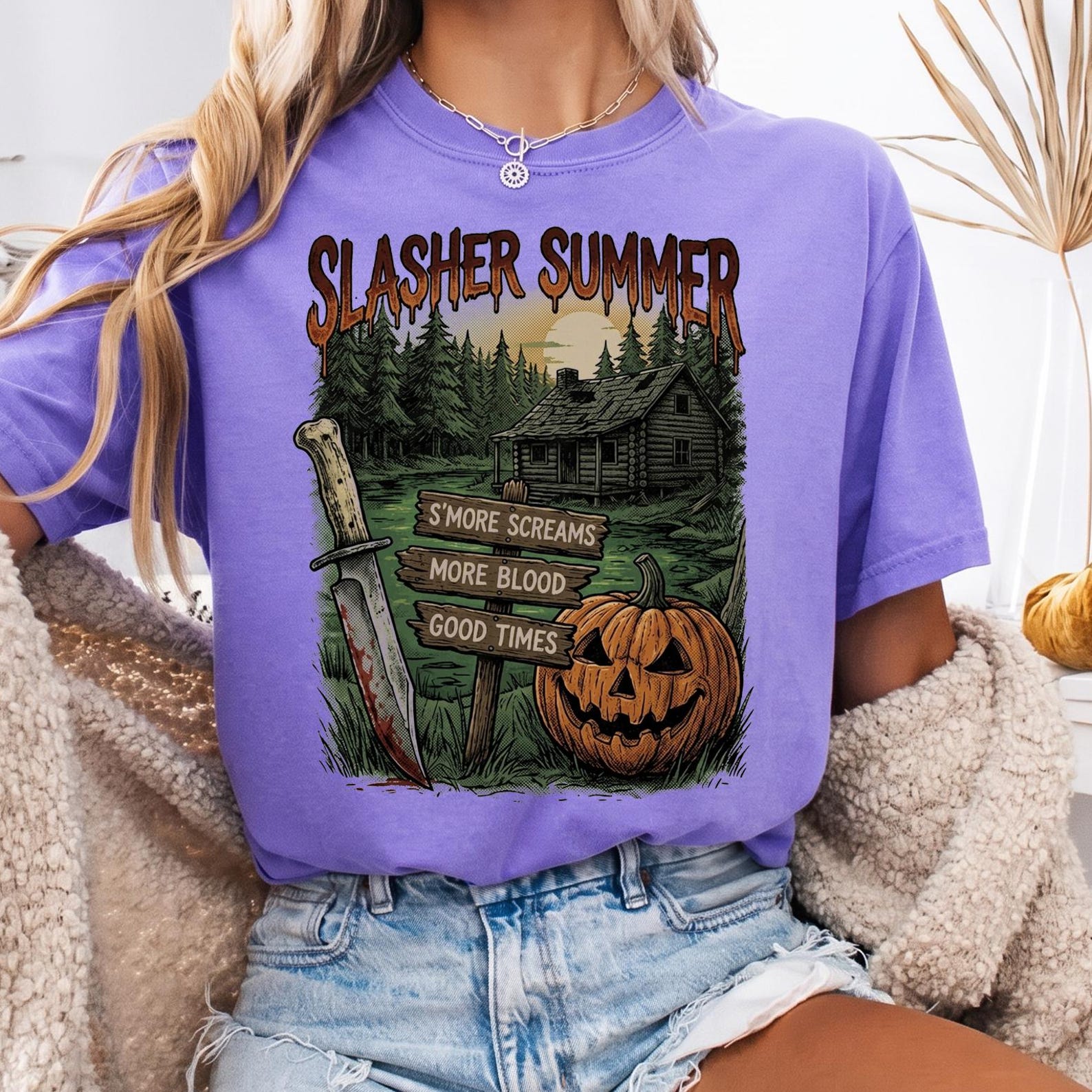 Retro Slasher Summer Shirt, Summerween Horror Tee, Vintage Camp Horror T Shirt, 80s Slasher Movie Graphic Tee, Spooky Halloween Camp Gift XL
