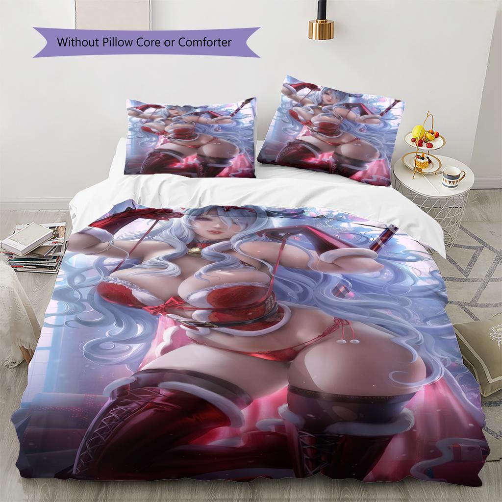 Anime Desenli Nevresim Yorgan Seti Yorgan Kılıfı Yastık Kılıfı Ev Dekorasyonu Doğum Günü Hediyesi (1 * yorgan kılıfı + 2 * yastık kılıfı, iç dolgusuz)