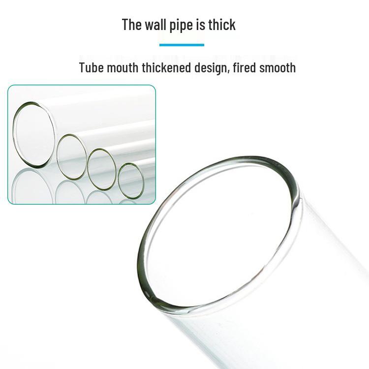 High-Temperature Resistant Glass Test Tube, Round Bottom, Flat Mouth, Customizable Diameters: 12-30mm.