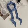 Long solid color silk scarf girl professional versatile thin narrow solid color small scarf streamer tied bag