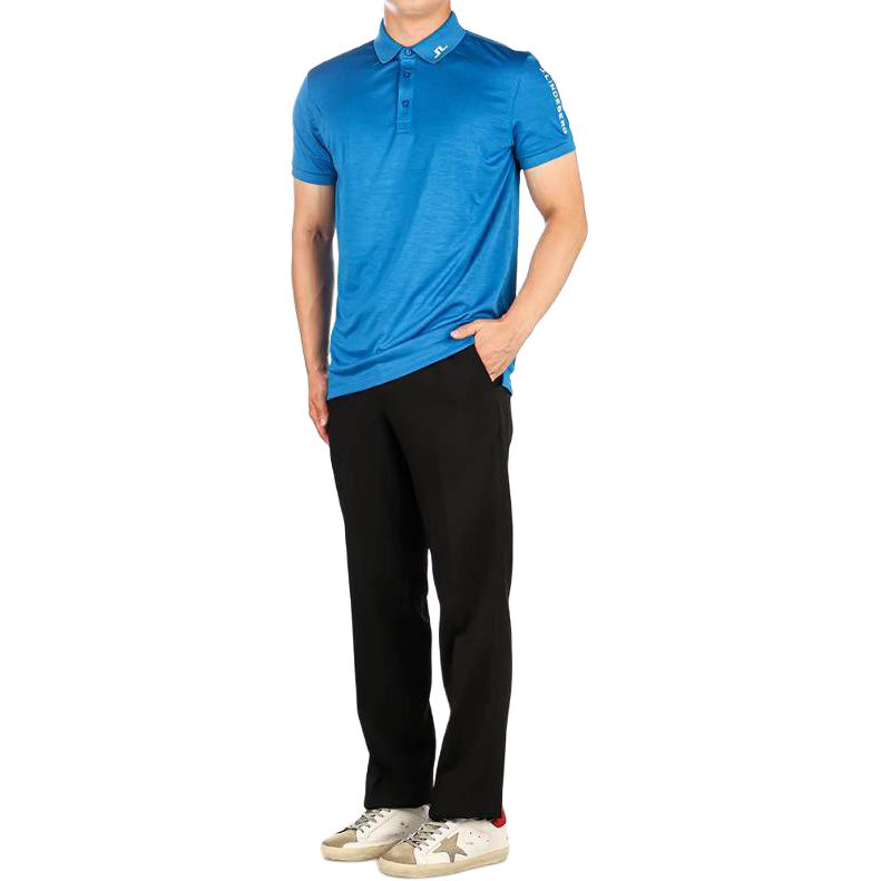 J.LINDEBERG Logo Print Slim Fit Short Sleeve Polo Shirt Men Polo Shirts Blue GMJT07645-O478