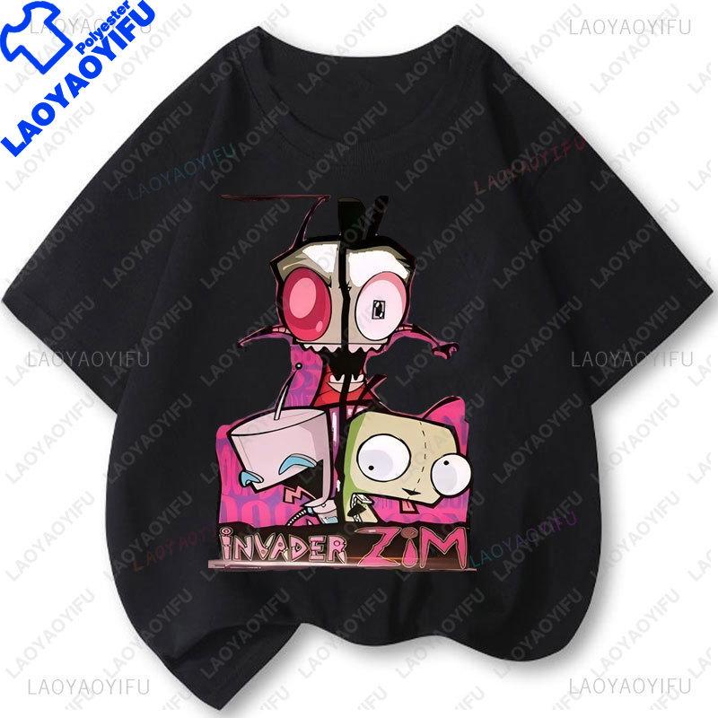 T-Shirts Invader Zim T-Shirt Streetwear Harajuku Grafik Kurzarmshirt Günstige Kleidung Polyester Lustige Cartoon-Oberteile