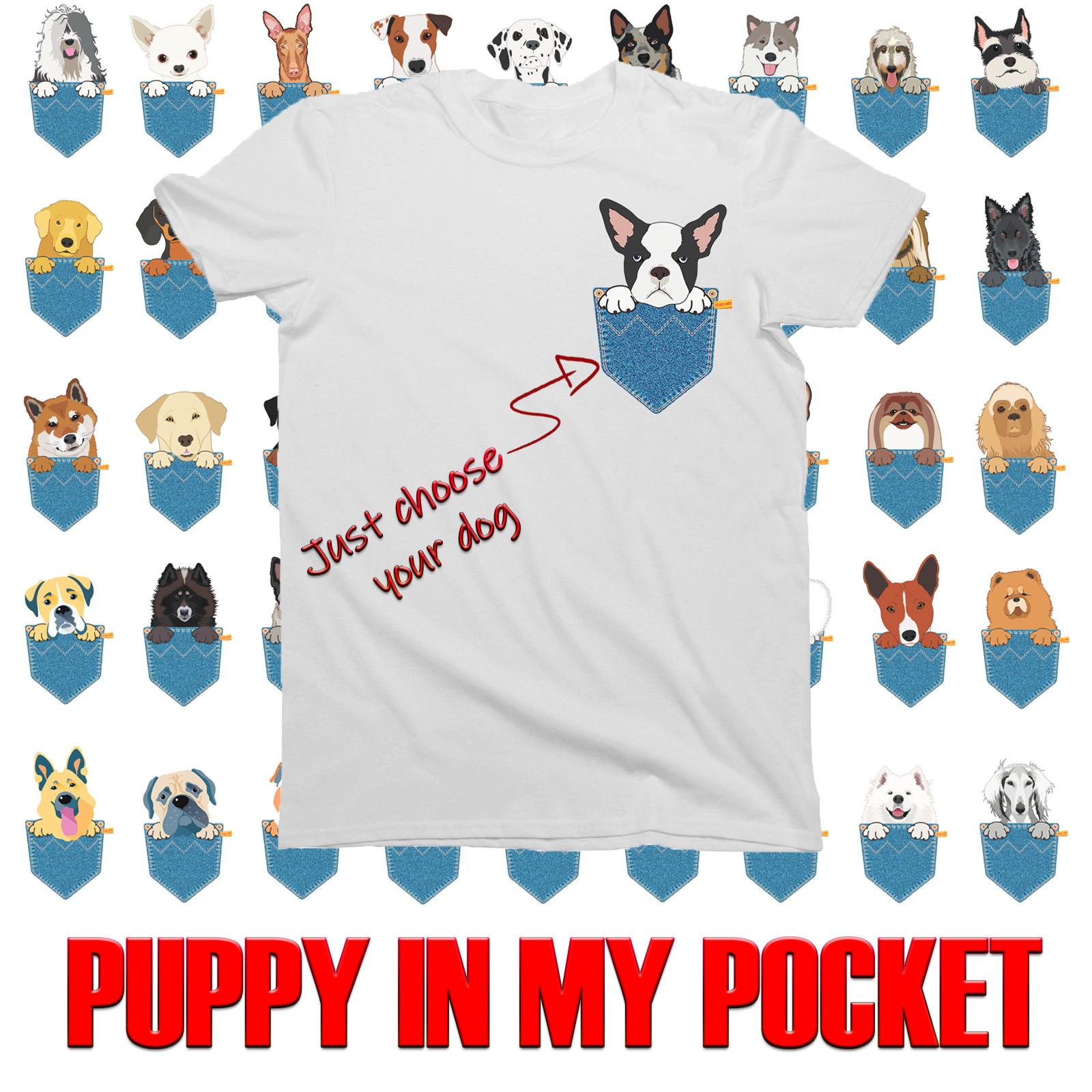 Детская хлопковая футболка PUPPY IN MY POCKET для мальчиков и девочек *ВЫБЕРИ ПОРОДУ* L