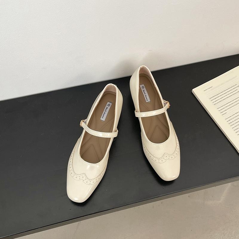 Vintage Square Toe Thick Heel Women Mary Jane Shoes Concise Buckle Strap Shoes 2026 New Female Elegant Dress Leather Pumps