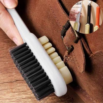 Doppelseitige Schuhbürste, weiche Borstenbürste für Turnschuhe, Wildleder-Reinigungsbürste, Schuhpflege, langer Griff, Stiefelreiniger, Fleckenentfernung