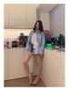 Hong Kong Style Striped Embroidered Drawstring Wide-Leg Shorts for Women - Casual, Versatile, and Lightweight